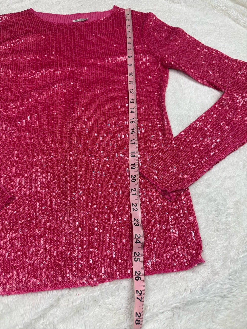 Free People Rose-Pink Sequin Long-Sleeve Crewneck Top - Picture 4 of 7